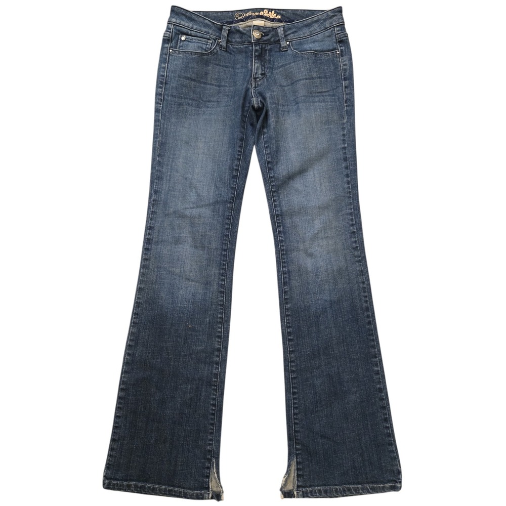 Refuge Premium Dark‎ Wash Flare Leg Ankle Slit Stretch Jeans Sz 5 29x31